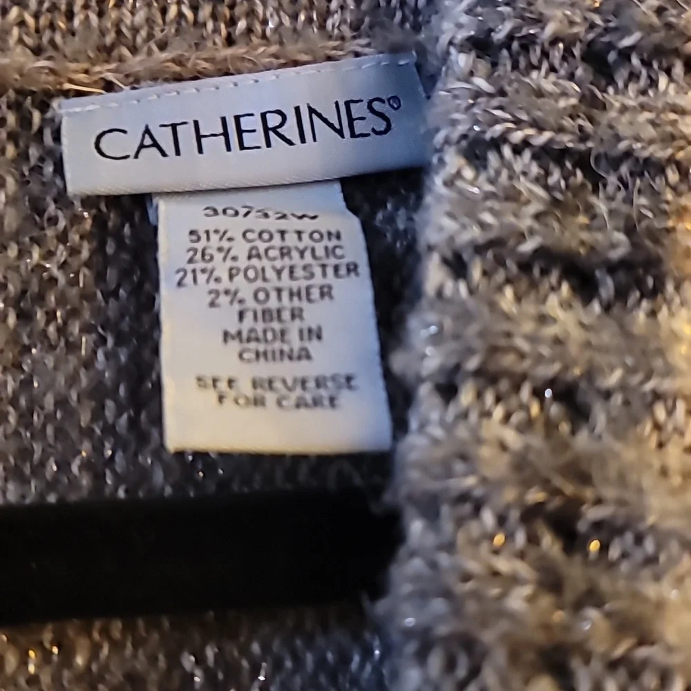 Catherines brown with tan and intricate gold shimmer turtle neck sweater size 4X - Picture 4 of 4